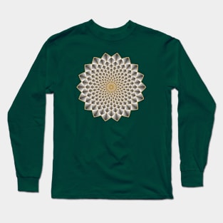 Gold, Black and White Optical illusion Mandala Long Sleeve T-Shirt